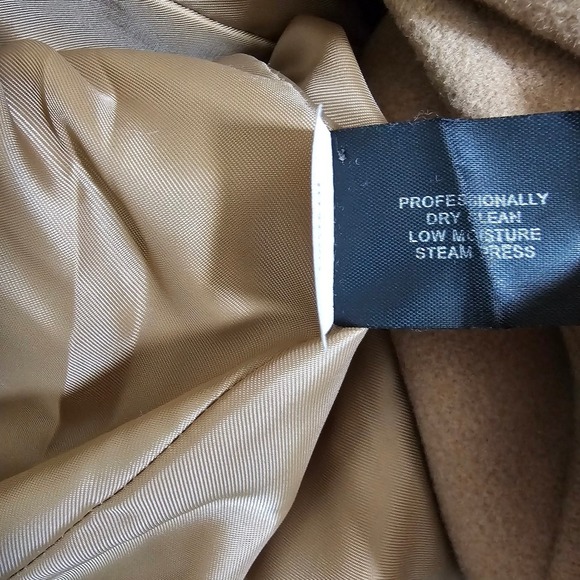 AK Anne Klein 2X Double Breasted Hooded Wool Blend Pea Coat Jacket Tan Classic ~ - Picture 13 of 13